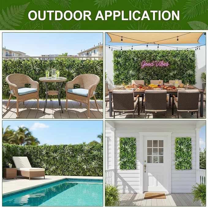 Artificial Greenery Wall, 40''x 20'' Plant Panels, UV-Anti Faux Grass Wall | 3D Green Backdrop, Garden Privacy Fence Screen, Boxwood Hedge Leaf Covering, Indoor/Outdoor/Balcony/Patio Green Wall Decor - Image 7