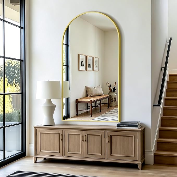 Arched Bathroom Vanity Mirror for Over Sink, 50”x30”, Gold - Image 7