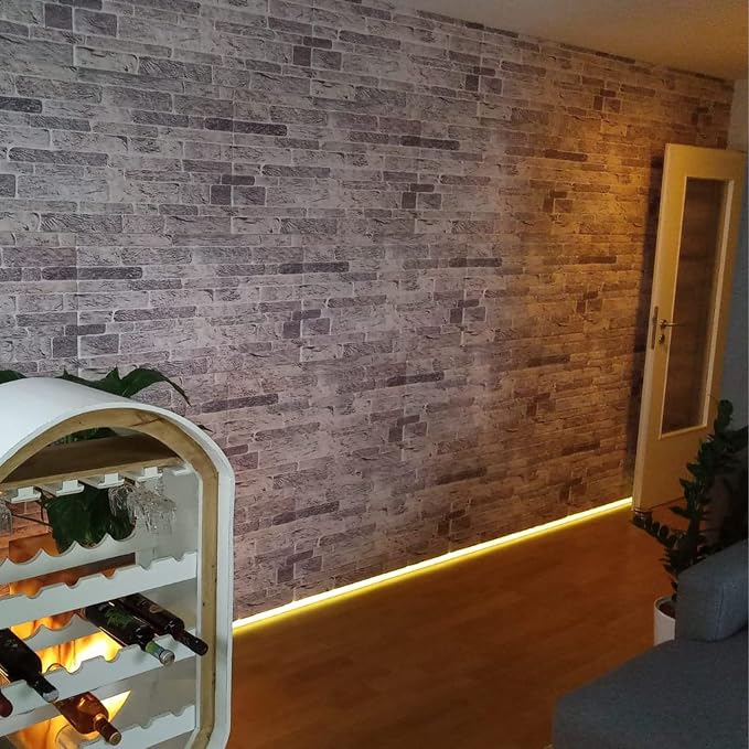 Dundee Deco 3D Wall Panels Faux Brick - Cladding Light Grey Stone Look Wall Paneling, Styrofoam, Sample, Size 10 x 10 in. - Image 6