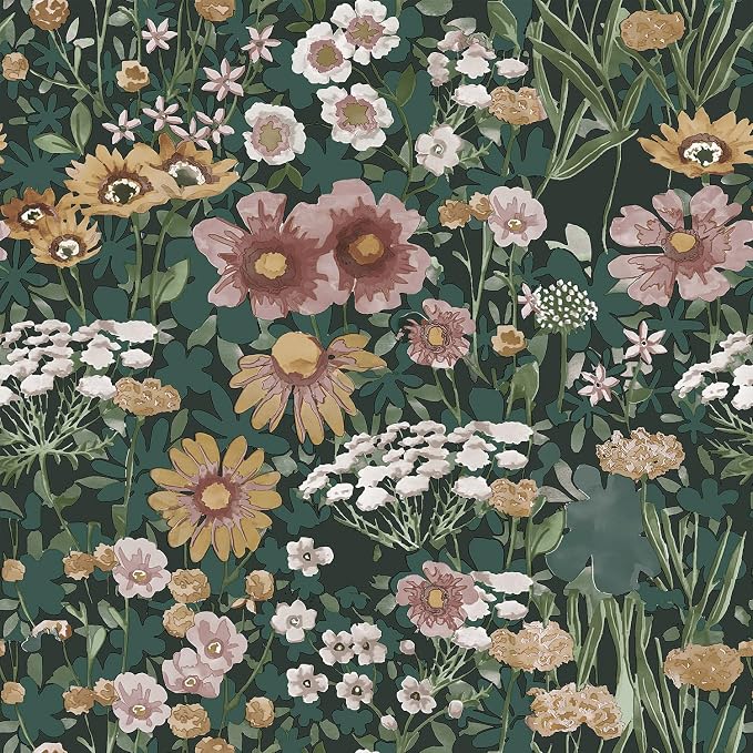 Orainege Peel and Stick Wallpaper Boho Vintage Floral Wallpaper | 16.9inx118.1in Daisy Wallpaper Self Adhesive Floral Contact Paper for Bedroom Living Room Accent Wall Removable by Orainege