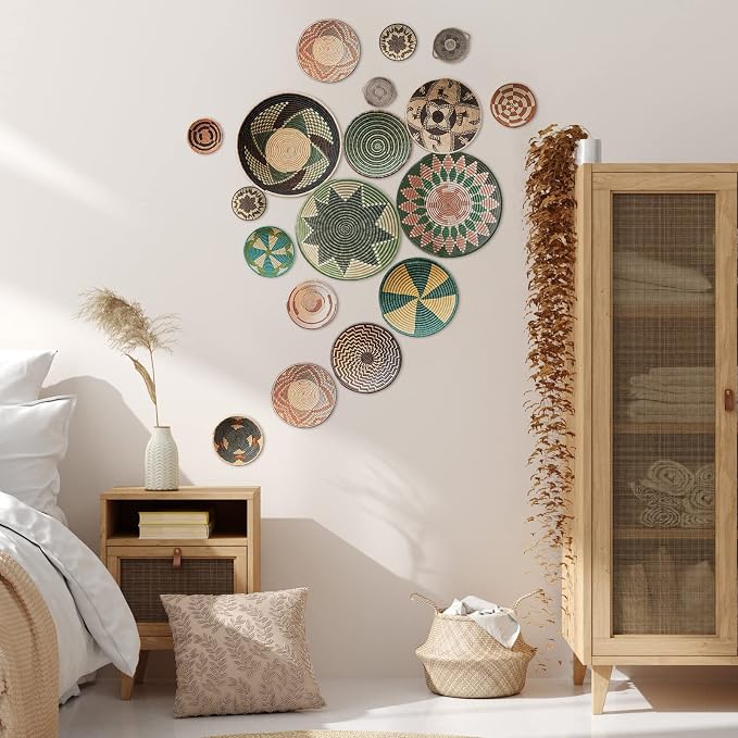 Glenmal 18 Pcs Boho Basket Wall Decals Round Wall Sticker Modern Decor Peel and Stick Decor Sticker Removable Boho Stickers Rustic Art for Bedroom Office, Kitchen, Living Room, Nursery - Image 7