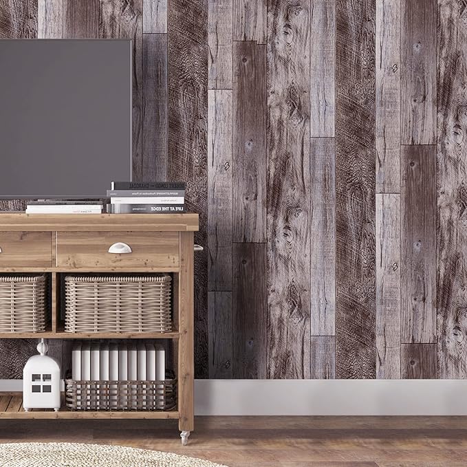 Yun-aeon Natural Wood-Gray Contact Paper Peel and Stick Wallpaper | 17.3"x 400"Self Adhesive Removable Vintage Faux Wood Wall Paper Plank Shelf Home Decoration Kitchen Counter Cover - Image 8