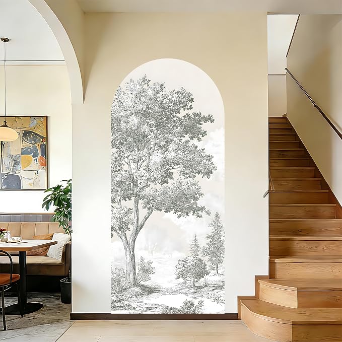 Arch Wall Decals Peel and Stick, Large Wall Stickers, Removable Home Decor Art Wallpaper for Bedroom Living Room 71'' × 31.7'' (Pine) by AOHMPT