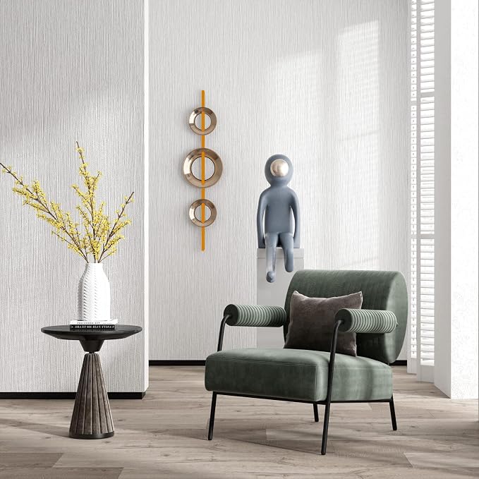 Haimin Grasscloth Textured Wallpaper 24in X 393in Fabric Contact Paper White Wall Paper Linen Peel and Stick Self-Adhesive Thick Vinyl Embossed Film Wallpaper (White) - Image 2