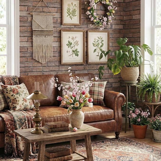 3D Peel and Stick Faux Brick Wall Panels 15.7" x 11.8" 10-Pack | Brown, Brick-Look Textured Wall Sticker, Thin Lightweight PVC Self Adhesive Wall Tiles for Interior Decor, Cover 12.9 sq ft - Image 2