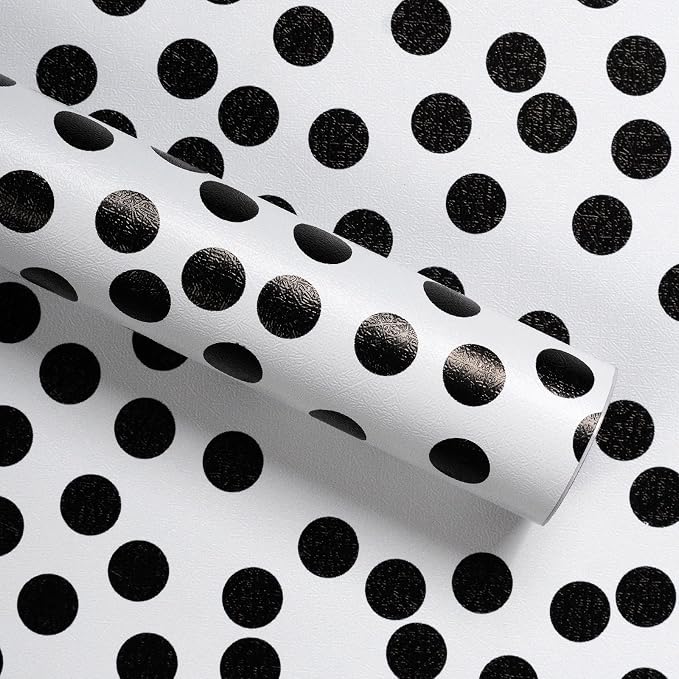 Black and White Polka-Dot Contact Paper Self-Adhesive Contact Paper Moire Dot Peel and Stick Wallpaper Decorative Spots for Walls Nurseryls A Set of 17.3"x1200" by Qianglive