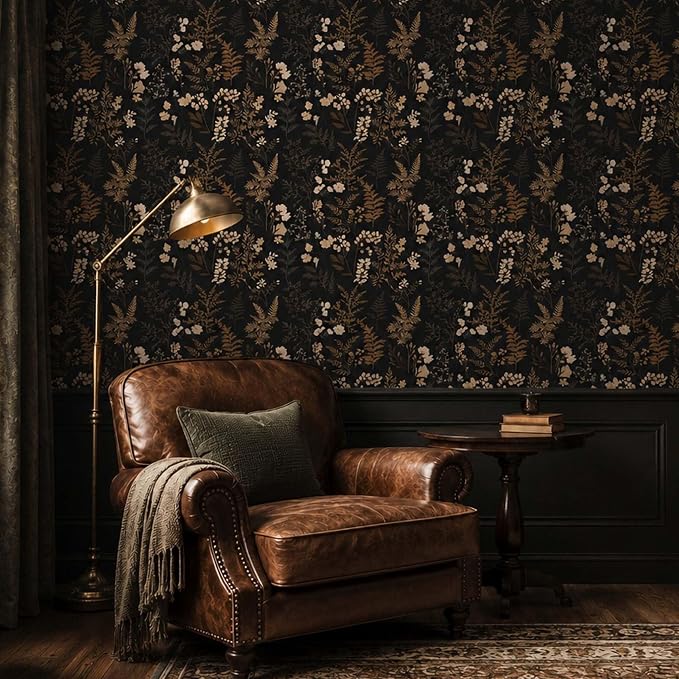 Moody Dark Vintage Floral Peel and Stick Wallpaper 17.7"x393.7" | Self-adhesive removable waterproof vinyl wall covering with botanical pattern for renter-friendly bedrooms and accent walls - Image 7