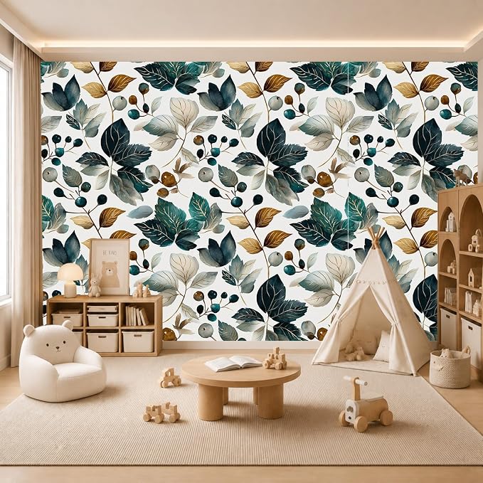 Green Leaves Removable Self-Adhesive Wallpaper for Bedroom & Living Room Decor 17.7×118 Inch,Waterproof Wall Covering for Accent Walls, Apartment, Nursery - Image 4