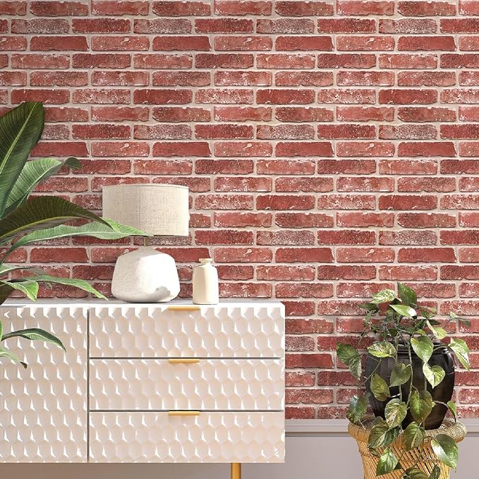 COMSTICKC 3D Peel and Stick Faux Brick Wall Panels for Quick DIY Wall Decor | Vintage Red, 10 Pcs 15.7" x 11.8", Not Real Brick, Lightweight PVC Decorative Wall Sticker for Wall Makeover,Cover 12.9 sq ft - Image 2