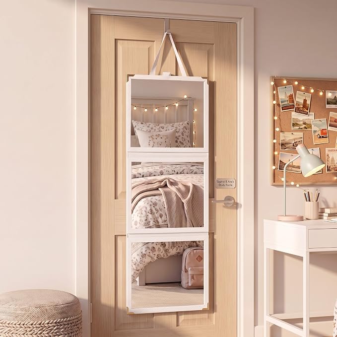 Bucherry 33x13'' Full Length Dorm Classroom Mirror Foldable Hanging Mirror by Bucherry