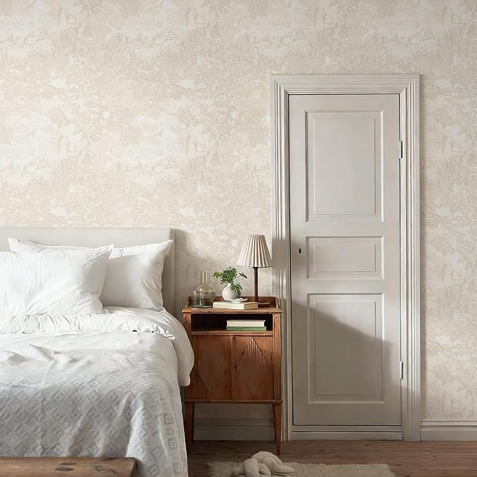 Ismoon Vintage Wallpaper Peel and Stick Beige Neutral Wallpaper 17.3in x16.4ft Forest Animals Contact Paper for Bedroom Thicken Waterproof Self-Adhesive Wall Paper Removable Renter Friendly Vinyl - Image 7