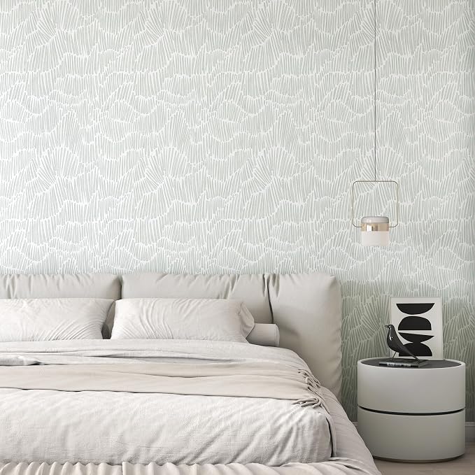 Theper Green Peel and Stick Wallpaper Modern Contact Paper17.3×118" | Boho Striped Wallpaper Self Adhesive Removable Wallpapers for Bedroom Waterproof Vinyl White and Green Wall Paper - Image 6