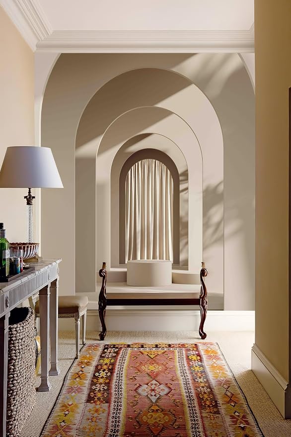 Zeeko 2 Panels Peel and Stick 3D Archway Wall Mural 59" Wx 98" H | Arch Door Mural Wallpaper Modern Neutral Nordic Removable Canvas Wall Art for Hallway Cafe Home Decor - Image 4