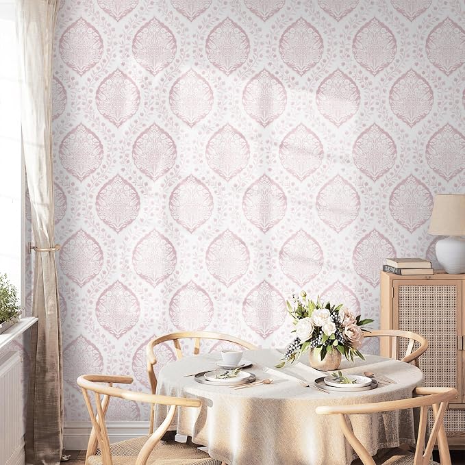 CiCiwind 393.7"×17.3" Boho Peel and Stick Wallpaper Pink Floral Wallpaper Removable Self Adhesive Eco-Friendly Contact Paper Modern for Bathroom Bedroom Farmhouse Eco-Friendly Vinyl Wall Paper - Image 9