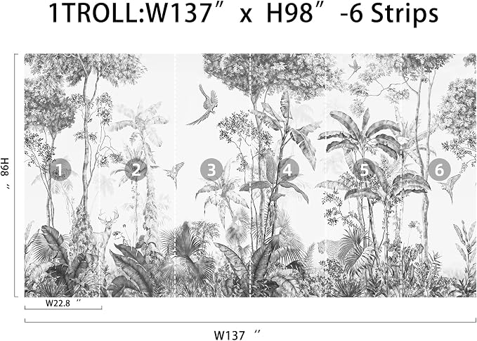 Vintage Tropical Botanical Peel and Stick Wall Mural, Canvas Wallpaper | Large Removable Mural Panels for Bedroom, Living Room, Office or Accent Wall Decor, Easy to Install - Image 7