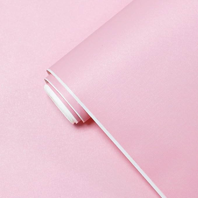 Yasinet 17.71" X 118" Pink Wallpaper Solid Color Peel and Stick Wallpaper Pink Contact Pape Modern Removable Self Adhesive Wall Paper for Badroom Covering Cabinet Countertop Vinyl Roll by Yasinet
