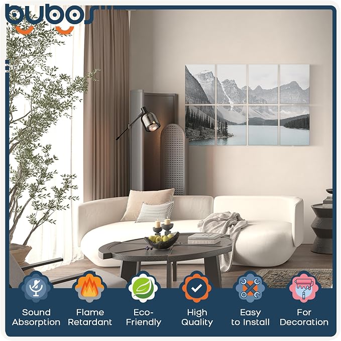 BUBOS 8 Pcs Art Acoustic Wall Panel,47.2”x31.4”Self Adhesive for Home Decor | Peel and Stick, for Home Office, Studio & Wall Decor Sound Treatment, Wall Panels for Noise Reduction & Stylish Room - Image 3