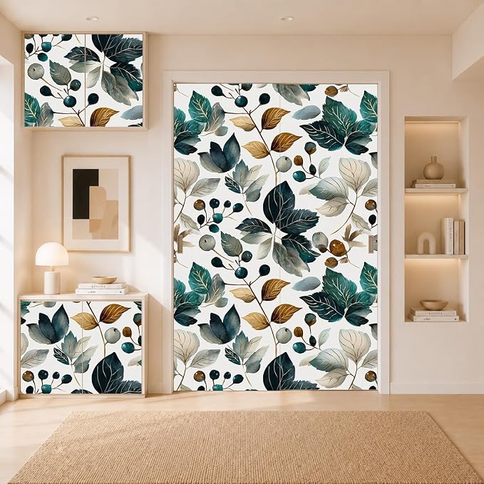 Green Leaves Removable Self-Adhesive Wallpaper for Bedroom & Living Room Decor 17.7×236 Inch,Waterproof Wall Covering for Accent Walls, Apartment, Nursery - Image 8