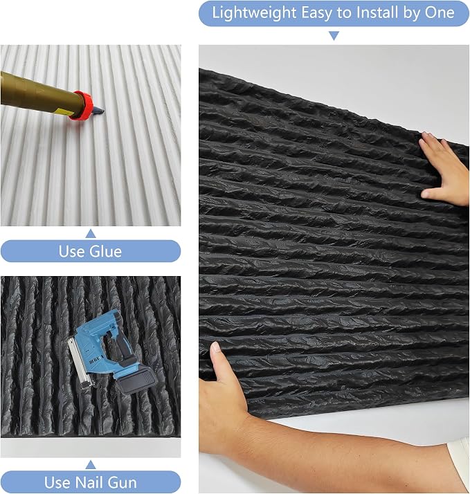 KASARO 3D Faux Stone PU Wall Panels, 3 Pack Flowstone Black | Lightweight PU wainscoting panels for interior accent walls, home & office decor, easy install, durable design, 47.2" x 23.6" - Image 5