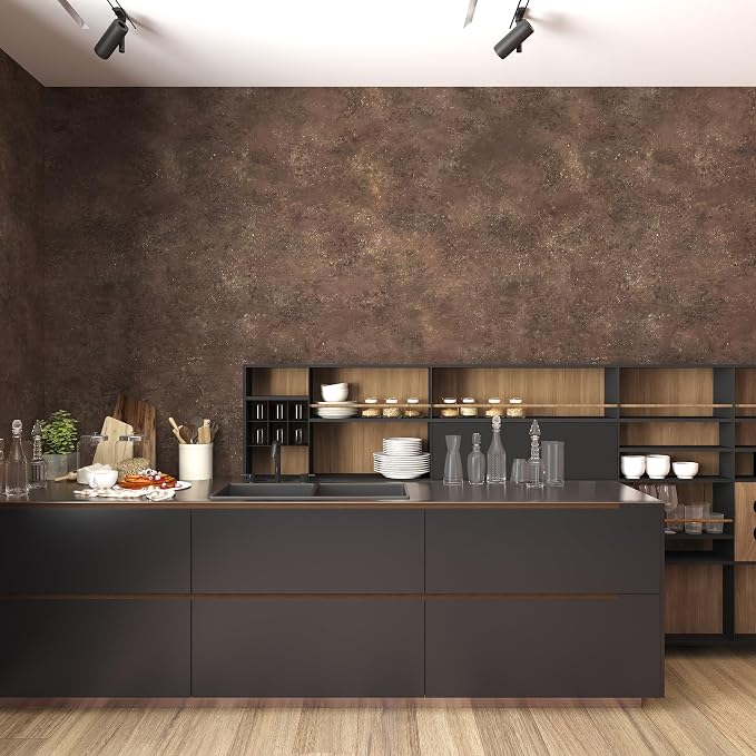 TOTIO Retro Brick Red Concrete Wallpaper Peel and Stick Brown Granite Contact Paper Industrial Style Wall Paper 16x354inch Bubble-Free Design Matte Thicken Waterproof Self-Adhesive Vinyl Wall Stickers - Image 4