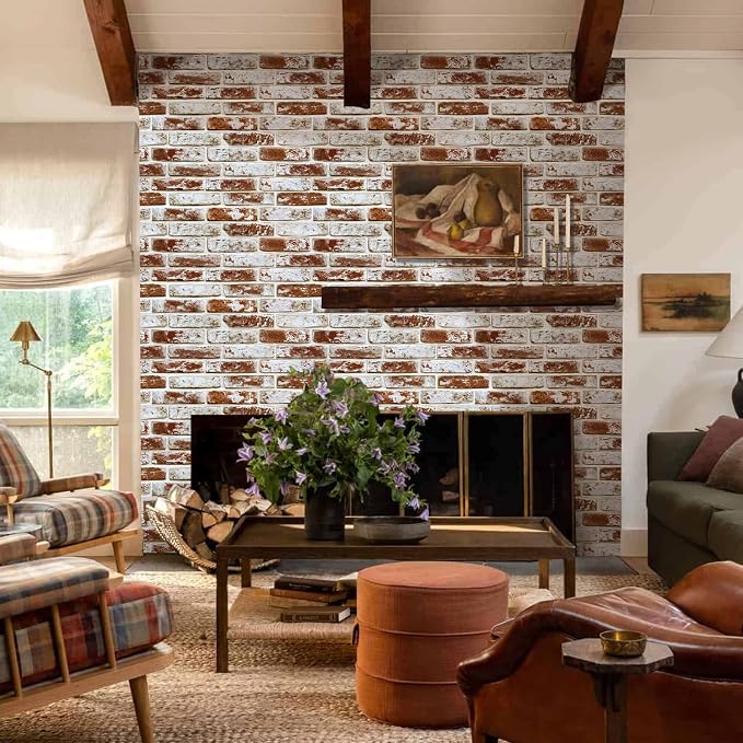 Commomy Faux Brick 3D Wall Panels Peel and Stick 12 pcs of 22.8" x 11.8" | Thin & UrltraLight PVC Printable Red Brick Wall Panels for Bedroom,Living Room,TV Background (Covers 22.48 sq.ft) - Image 9