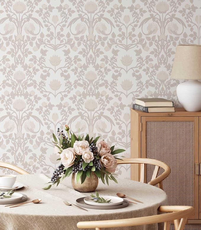 YXTII 17.3" × 393.7" Pink Peel and Stick Wallpaper, Floral Wallpaper for Bedroom Bathroom Self Adhesive Removable - Image 4