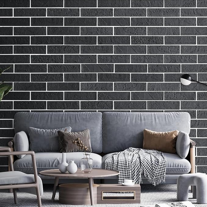 2 Old Town Black Faux Brick Wall Tiles, 3D Thin Brick Veneers - Image 2