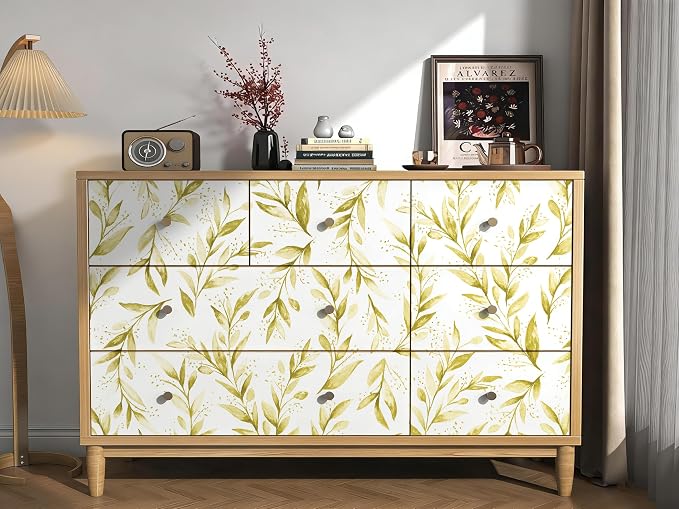 Livebor Leaf Peel and Stick Wallpaper Olive Leaf Contact Paper17.7in x 118.1in Sage Floral Wallpaper Peel and Stick Floral Leaves Contact Paper Modern Farmhouse for Bedroom Neutral Decorative - Image 7