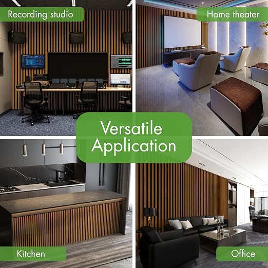 Art3d 4-Pack 12" x 24" Soundproof Wood Slat Panels, 8 sq.ft Acoustic Wall Panels, 3D Wall Panels with Wood Slat Design, Decorative Wood Wall Panel for Accent Walls-Walnut - Image 9