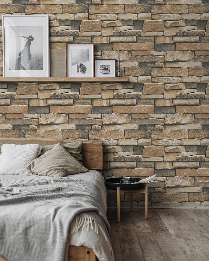 Timeet Brick Wallpaper Self-Adhesive Peel and Stick Wallpaper Waterproof Stone Wall Paper for Backsplash Decorative Home Decoration and Furniture Renovation 17.7"×393.7" - Image 7