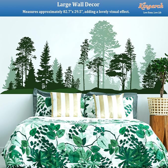 Large Forest Wall Decals, Green Pines in Fir Trees Peel and Stick Vinyl Wall Stickers & Murals, Removable Home Room Wall Decor for Bedroom Living Room Bedroom Classroom Office Nursery - Image 6