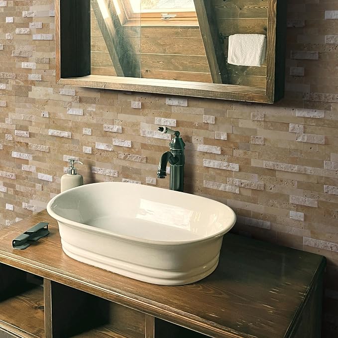 SUNWINGS 5-Sheet Peel and Stick Mosaic Natural 3D Stone Self Adhesive Marble Tiles, 11.5" x 10.7" Stick on Backsplash for Kitchen Bathroom Fireplace Vanity, Beige - Image 5
