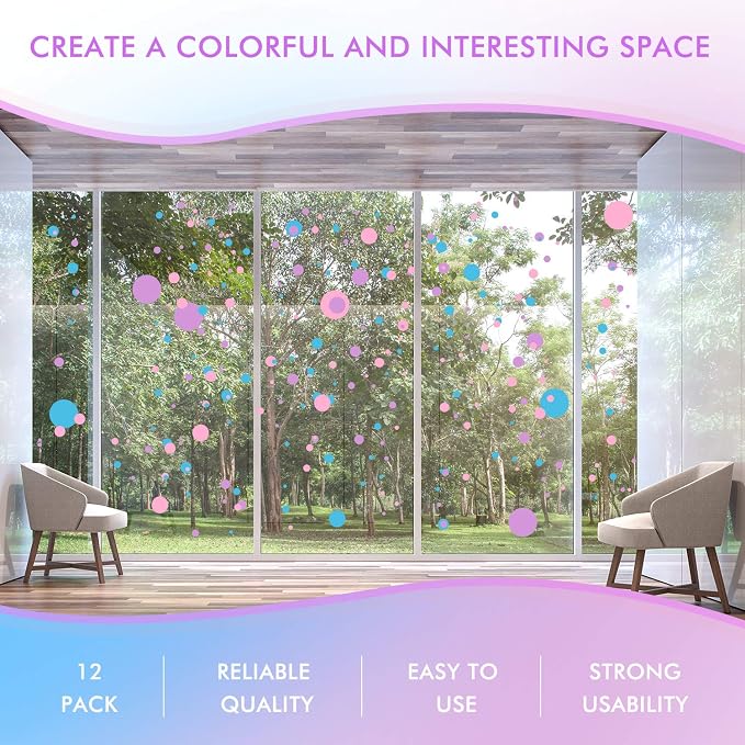 Zonon 264 Pcs Polka Dot Wall Stickers Circles Removable Lilac Pink Blue | Polka Dot Decals for Classroom Nursery Bedroom Playroom, Peel Stick Vinyl, Easy Apply Remove, Colorful Kids Room Decor - Image 5