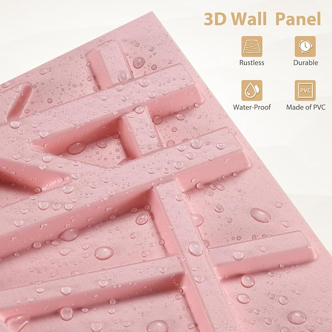 Heikki 30 Pack 3D Wall Panel for Interior Wall Décor, PVC Flower Textured Wall Panels for Living Room Bedroom Hotel Office, 11.8"x11.8", Double-Sided Tape (Pink-SZ) - Image 2