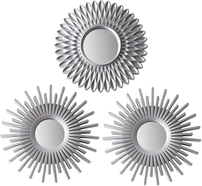 BONNYCO Wall Mirrors Pack of 3 Round Silver Mirrors for Home Decor, Bedroom and Room. Espejos Decorativos de Pared Sala Dormitorio, Circle Wall Decor Minimalist Vintage, Chic. Gifts for Women Mums by BONNYCO
