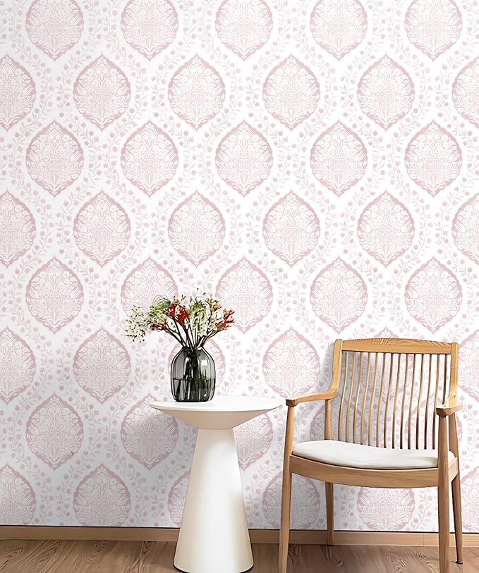 CiCiwind 393.7"×17.3" Boho Peel and Stick Wallpaper Pink Floral Wallpaper Removable Self Adhesive Eco-Friendly Contact Paper Modern for Bathroom Bedroom Farmhouse Eco-Friendly Vinyl Wall Paper - Image 2
