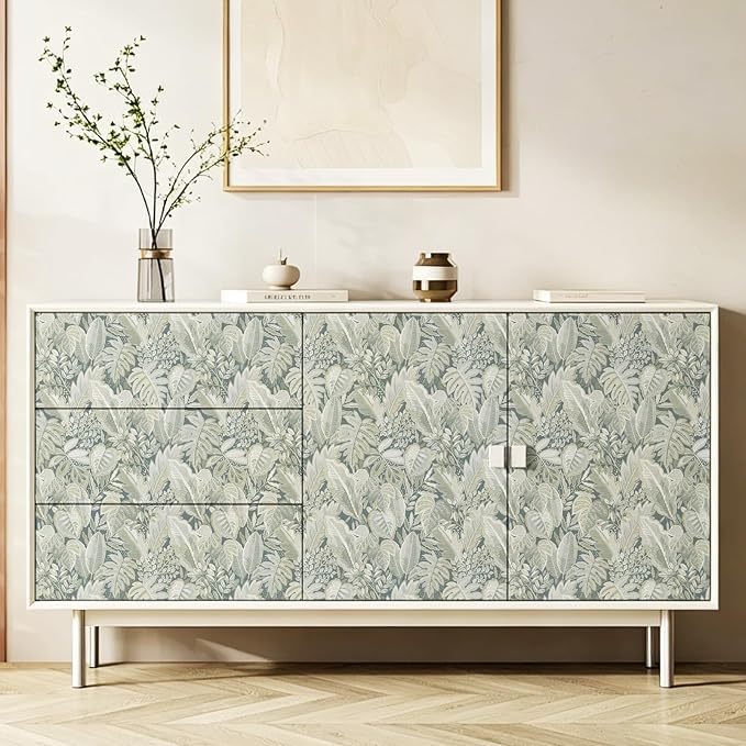 SOON AFTER Coffee Tropical Leaf Peel and Stick Wallpaper, 17.3" x 118" Removable &Waterproof Vinyl Contact Paper, Boho Jungle Leaf Self-Adhesive Wallpaper for Bedroom, Living Room, Cabinets - Image 5