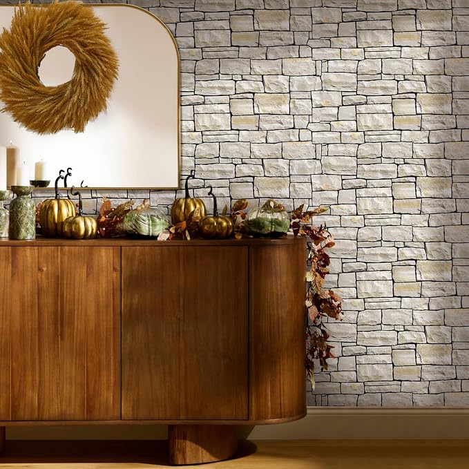 COMSTICKC 3D Peel and Stick Faux Stone Wall Panels for Quick DIY Wall Decor | 12 Pcs 22.8" x 11.8", Not Real Stone, Lightweight Thin PVC Decorative Sticker for Wall Makeover, Cover 22.48 sq ft - Image 2