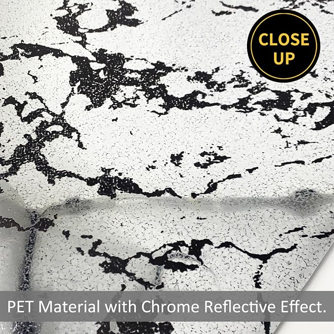 LiveInUrban Vintage Foxed Paint Antique Chrome Reflective Style Wallpaper, Grunge Peel and Stick Contact Paper for Wall Furniture Vanity Dresser Home Decor, 22.83"x78.74" - Image 2