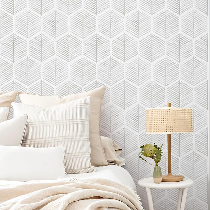 MelunMer Modern Peel and Stick Wallpaper Boho Contact Paper 17.3''×590'' | Grey and White Self Adhesive Removable Wallpaper for Bedroom/Bathroom Waterproof Geometric Contact Paper for Cabinets, Drawer - Image 6