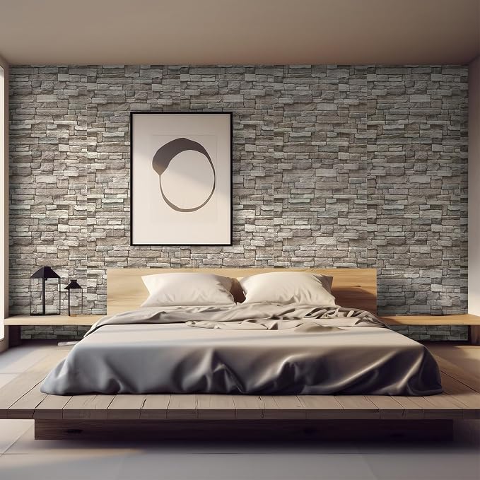 Yutianli 10PSC 3D Wall Panels Peel and Stick Faux Brick Wall Panels Self-Adhesive 3D Brick Wallpaper Foam Stone Wall Panel - Image 6