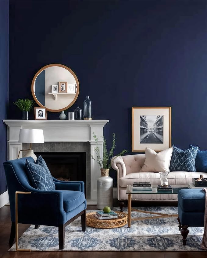 Yasinet 17.7" x118" Peel and Stick Wallpaper Blue Wallpaper Blue Contact Paper Navy Waterproof Self Adhesive Removable Wall Paper Dark Decorative Covering Countertop Table Vinyl - Image 2