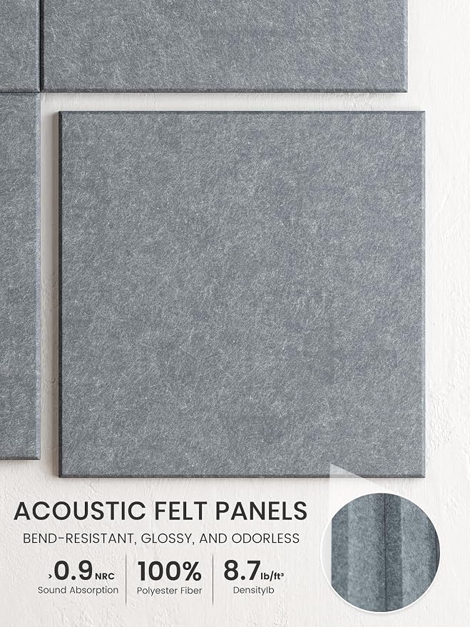 Bumusty 48"x 36" Large Felt Bulletin Board Tiles, Blue Gray | 12-Pack Cork Board Alternative, Wall Decor, 30 Pushpins, 60 Adhesive Tabs, Vision Board, Office, Classroom, Home, Dorm - Image 3