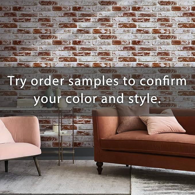 Commomy Faux Brick 3D Wall Panels Peel and Stick 12 pcs of 22.8" x 11.8" | Thin & UrltraLight PVC Printable Red Brick Wall Panels for Bedroom,Living Room,TV Background (Covers 22.48 sq.ft) - Image 2