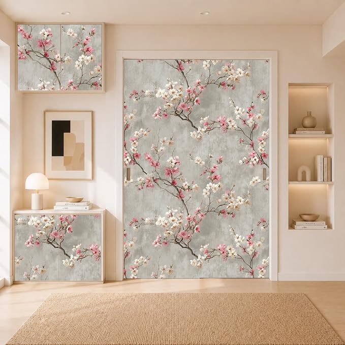 Dusty-Toned Branch Flower Removable Self-Adhesive Wallpaper for Bedroom & Living Room Decor 17.7×118 Inch,Waterproof Wall Covering for Accent Walls, Apartment, Nursery - Image 8