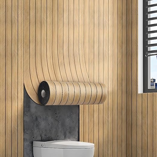 Thick Wood Slat Wall Panels, Modern 3D Peel and Stick, 15.75"x118" Self-Adhesive Accent Wall with Sound Dampening for TV Wall and Ceiling, Bedroom, Home Office, Brown, 13 Sq Ft - Image 2