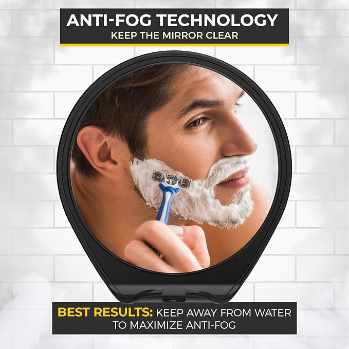 HONEYBULL Fogless Shower Mirror for Shaving with Suction Mount, Black - Image 2