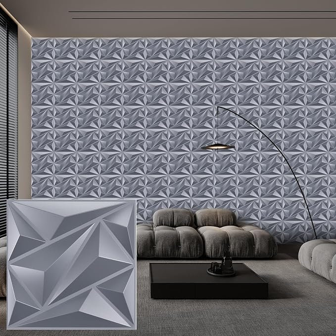 Heikki 30 Pack 3D Wall Panel for Interior Wall Décor, PVC Flower Textured Wall Panels for Living Room Bedroom Hotel Office, 11.8"x11.8", Double-Sided Tape (Gray-DJZ) by YourBestChoices