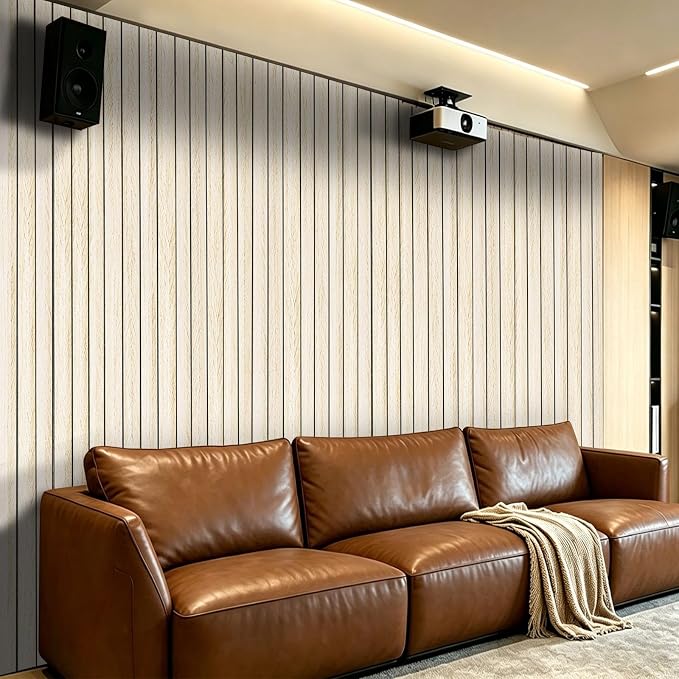 3D Peel and Stick Wall Panels PVC Grille Slat 394"x15.8" Self-Adhesive Wall Sticker Soundproof Paneling for Walls and Ceiling in Faux Herringbone Oak Texture - Image 8