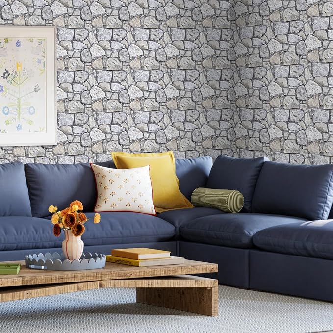 3D Peel and Stick Faux Stone Wall Panels 11.8" x 11.8" 10-Pack | Whitewash Grey, Stone-Look Textured Sticker, Thin Lightweight PVC Self Adhesive Wall Tile for Interior Decor, Cover 9.7 sq ft - Image 8